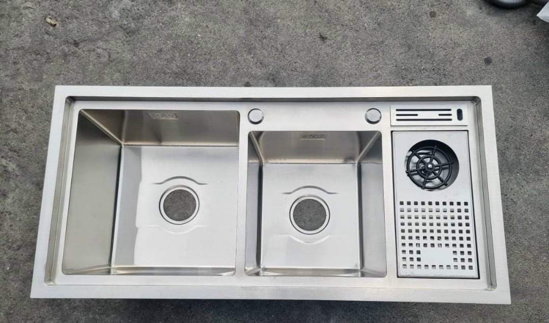 Chậu 2 hố 1m inox 304